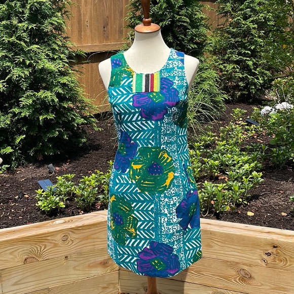 Anthropologie Vanessa Virginia Hibiscus Tribal Sheath Dress - Picture 2 of 12